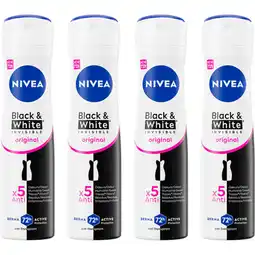 Albert Heijn NIVEA Black & white original deo spray 4-pack aanbieding