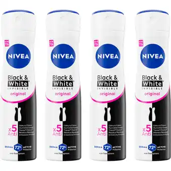 Albert Heijn NIVEA Black & white original deo spray 4-pack aanbieding