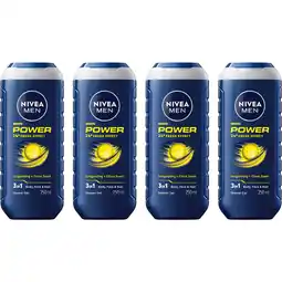 Albert Heijn NIVEA Men power refresh douchegel 4-pack aanbieding