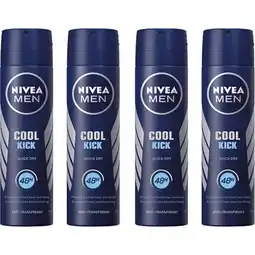 Albert Heijn NIVEA Men cool kick anti trans spray 4-pack aanbieding