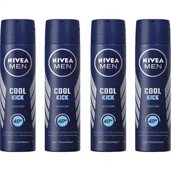Albert Heijn NIVEA Men cool kick anti trans spray 4-pack aanbieding