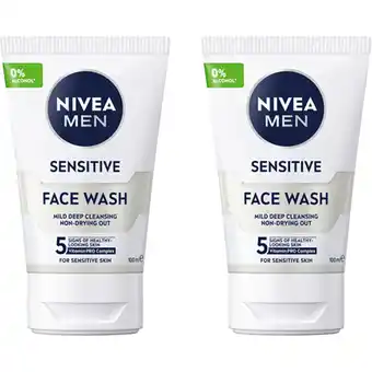 Albert Heijn NIVEA Men sens. gezichtsreiniger gel 2-pack aanbieding