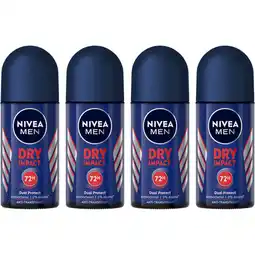 Albert Heijn NIVEA Men dry impact anti trans roller 4-pack aanbieding