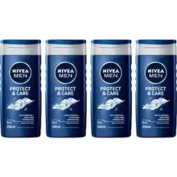 Albert Heijn NIVEA Men protect care douchegel 3-in1 4-pack aanbieding