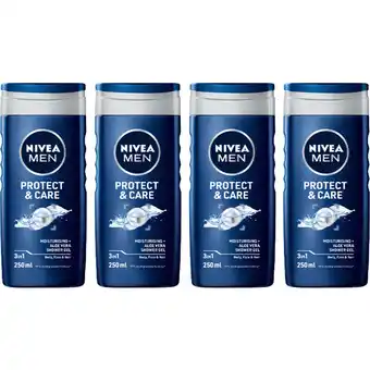 Albert Heijn NIVEA Men protect care douchegel 3-in1 4-pack aanbieding