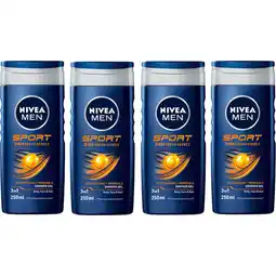 Albert Heijn NIVEA Men sport fresh effect shower gel 4-pack aanbieding
