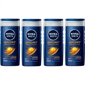 Albert Heijn NIVEA Men sport fresh effect shower gel 4-pack aanbieding
