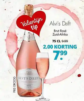 Mitra Alvi's Drift Brut Rose Zuid-Afrika 2.00 Korting 75cl aanbieding