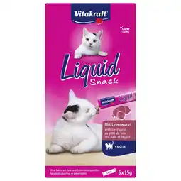 Pets Place Vitakraft Liquid Snack Met Biotine - Kattensnack - Leverworst 6x15 g aanbieding
