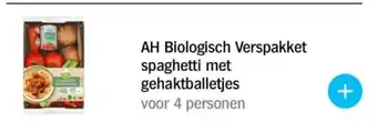 Albert Heijn AH Biologisch Verspakket spaghetti met gehaktballetjes aanbieding