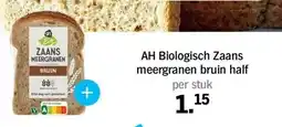 Albert Heijn AH Biologisch Zaans meergranen bruin half per stuk aanbieding