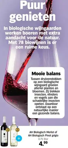 Albert Heijn AH Biologisch Merlot of AH Biologisch Pinot grigio 0.75 liter aanbieding