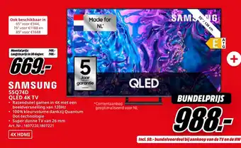 MediaMarkt SAMSUNG 55Q74D QLED 4K TV aanbieding