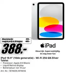 MediaMarkt iPad 10.9 (10de generatie) - Wi-Fi 256 GB Zilver Tablet aanbieding