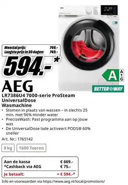 MediaMarkt AEG 7000-serie ProSteam UniversalDose Wasmachine aanbieding