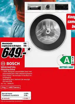 MediaMarkt BOSCH WGG244FSNL Wasmachine aanbieding