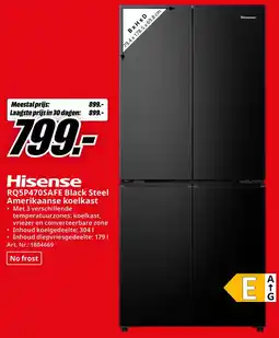 MediaMarkt Hisense Black Steel Amerikaanse koelkast aanbieding