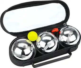 Bol.com Get & Go Jeu de Boules Set III - 3 Ballen - Chroom/Zwart aanbieding