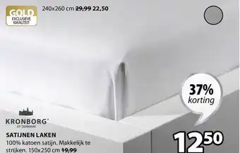 Jysk Satijnen laken 37% Korting 150x250 cm aanbieding