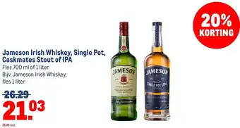 Makro Jameson Irish Whiskey, Single Pot, Caskmates Stout of IPA aanbieding
