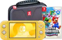 Coolblue Nintendo Switch Lite Geel + Super Mario Bros. Wonder + Beschermhoes aanbieding