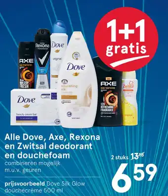 Etos Alle Dove, Axe, Rexona en Zwitsal deodorant en douchefoam aanbieding