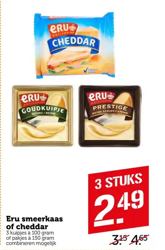 Coop Eru smeerkaas of cheddar aanbieding