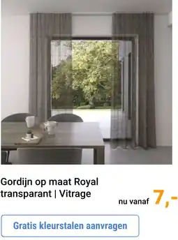 Raamdecoratie.com Gordijn op maat Royal transparant | Vitrage aanbieding