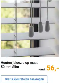 Raamdecoratie.com Houten jaloezie op maat 50 mm Slim aanbieding