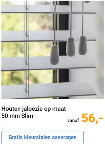 Raamdecoratie.com Houten jaloezie op maat 50 mm Slim aanbieding