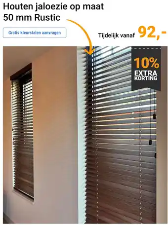 Raamdecoratie.com Houten jaloezie op maat 50 mm Rustic aanbieding