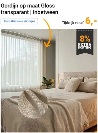 Raamdecoratie.com Gordijn op maat Gloss transparant | Inbetween aanbieding