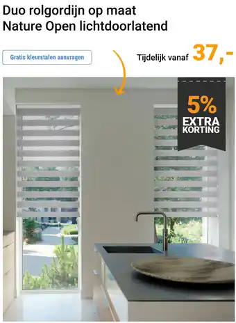 Raamdecoratie.com Duo rolgordijn op maat Nature Open lichtdoorlatend aanbieding