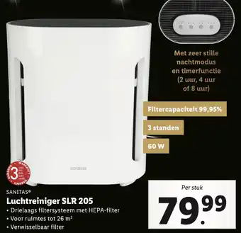 Lidl SANITAS® Luchtreiniger SLR 205 Drielaags filtersysteem met HEPA-filter aanbieding