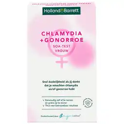 Holland & Barrett Holland & Barrett Chlamydia + Gonorroe Soa-Test Vrouw Swabtest Afnamekit - 1 stuk aanbieding