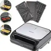 Bol.com Monzana Sandwich Tosti Apparaat - 3 in 1 Afneembare Platen - Zwart aanbieding