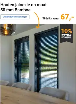 Raamdecoratie.com Houten jaloezie op maat 50 mm Bamboe aanbieding
