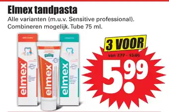 Dirk Elmex tandpasta 75 ml aanbieding