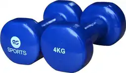 Bol.com RS Sports Dumbells set - 2 x 4 kg dumbbells - Vinyl - Blauw aanbieding