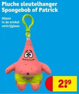 Kruidvat Pluche Sleutelhanger Spongebob of Patrick aanbieding