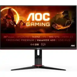 Bol.com AOC G2 U28G2XU2/BK LED display 711 cm (28) 3840 x 2160 Pixels 4K Ultra HD Zwart Rood aanbieding