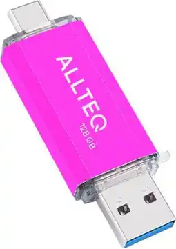 Bol.com USB stick - Dual USB - USB C - 128 GB - Roze - Allteq aanbieding
