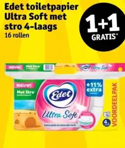 Kruidvat Edet toiletpapier Ultra Soft met stro 4 laags aanbieding