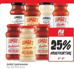 Jumbo Jumbo's pastasauzen aanbieding