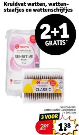 Kruidvat Kruidvat watten, watten staafjes en wattenschijfjes aanbieding
