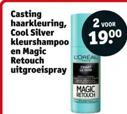 Kruidvat Casting haarkleuring, Cool Silver kleurshampoo en Magic Retouch uitgroeispray aanbieding