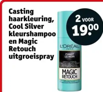 Kruidvat Casting haarkleuring, Cool Silver kleurshampoo en Magic Retouch uitgroeispray aanbieding
