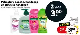 Kruidvat Palmolive douche, handzeep en Unicura handzeep aanbieding