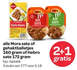 Spar alle Mora sate of gehaktballetjes of Hebro sate aanbieding