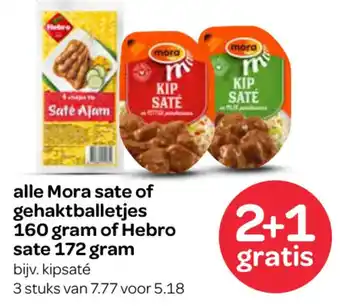 Spar alle Mora sate of gehaktballetjes of Hebro sate aanbieding